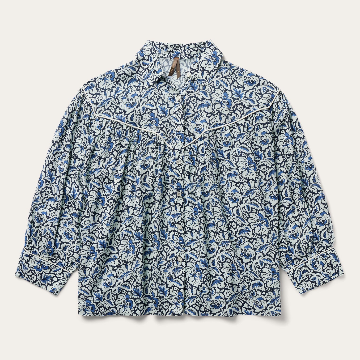 Indigo Print Blouse - Stylish Tapestry Top
