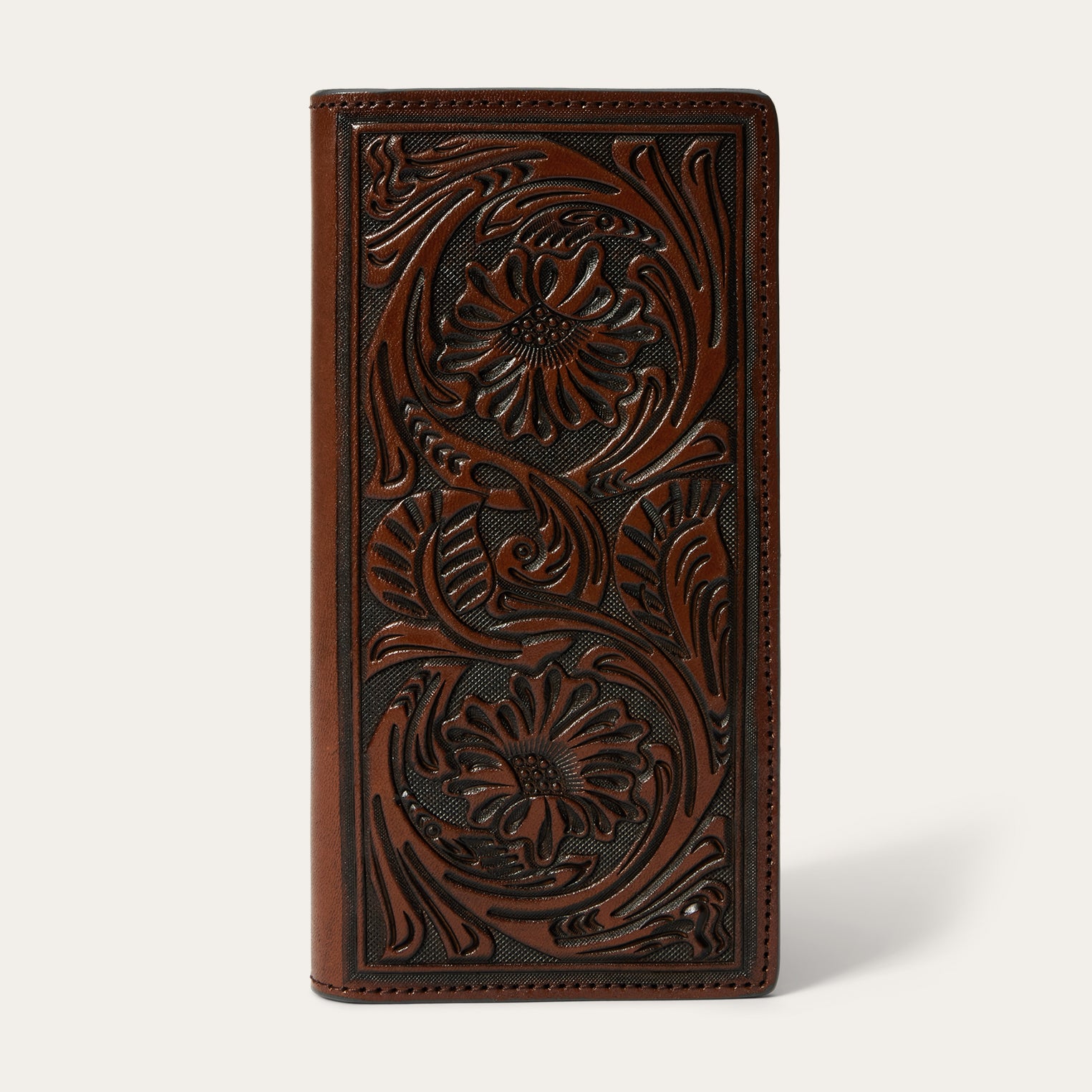 Leather Checkbook Cover with Tooled Design