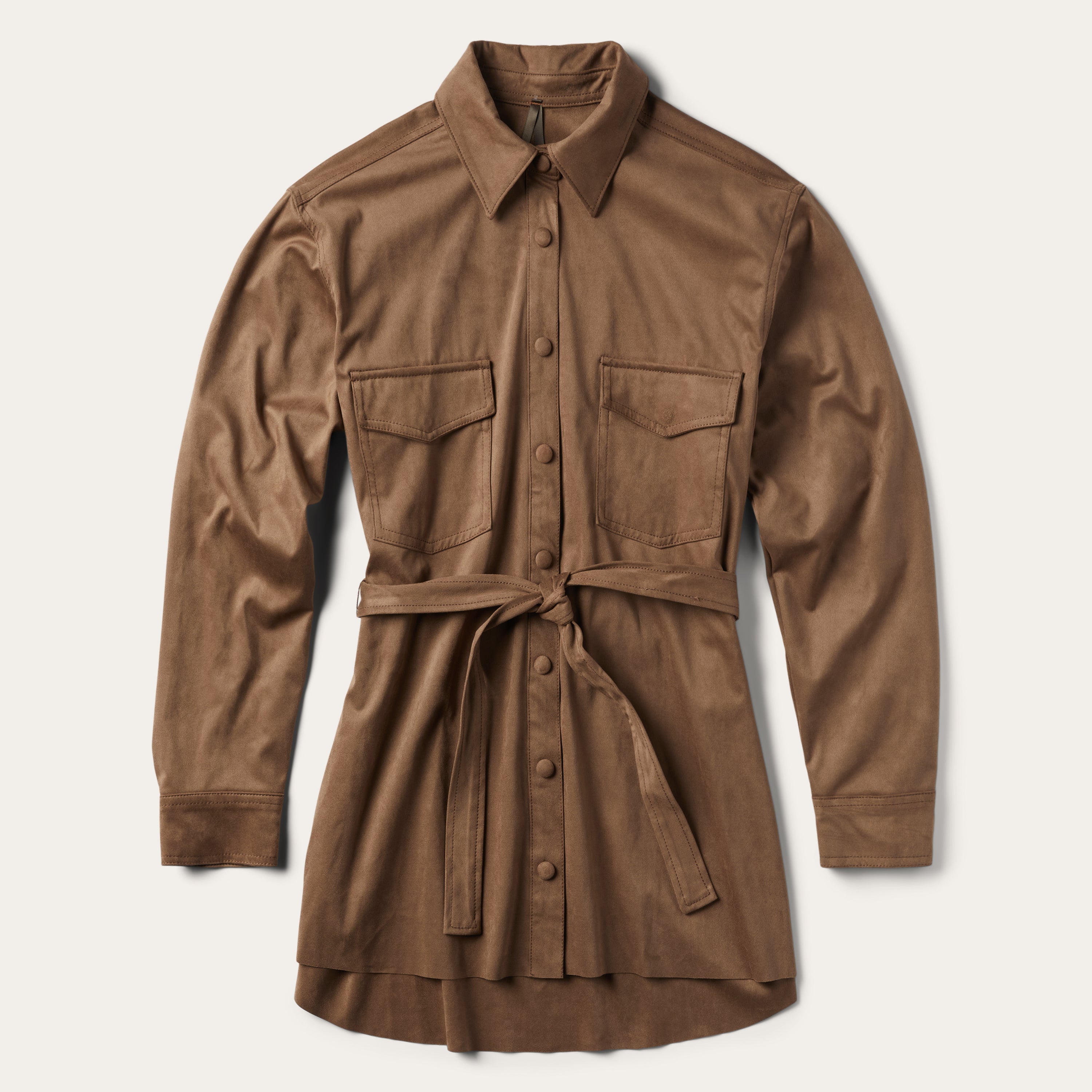 Men's Khaki Suede Western Style Shirt