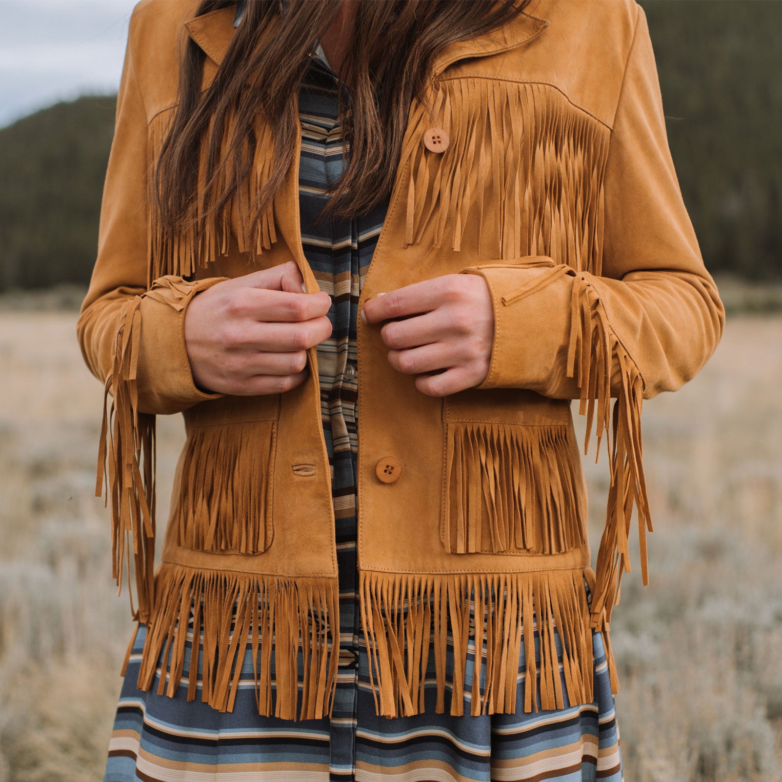 Fringed Lamb Suede Jacket for Women