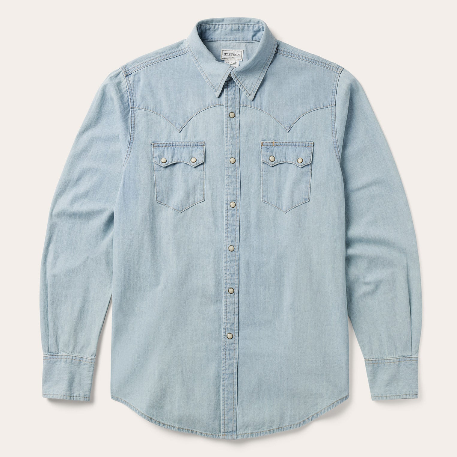 Classic Light Blue Denim Western Shirt