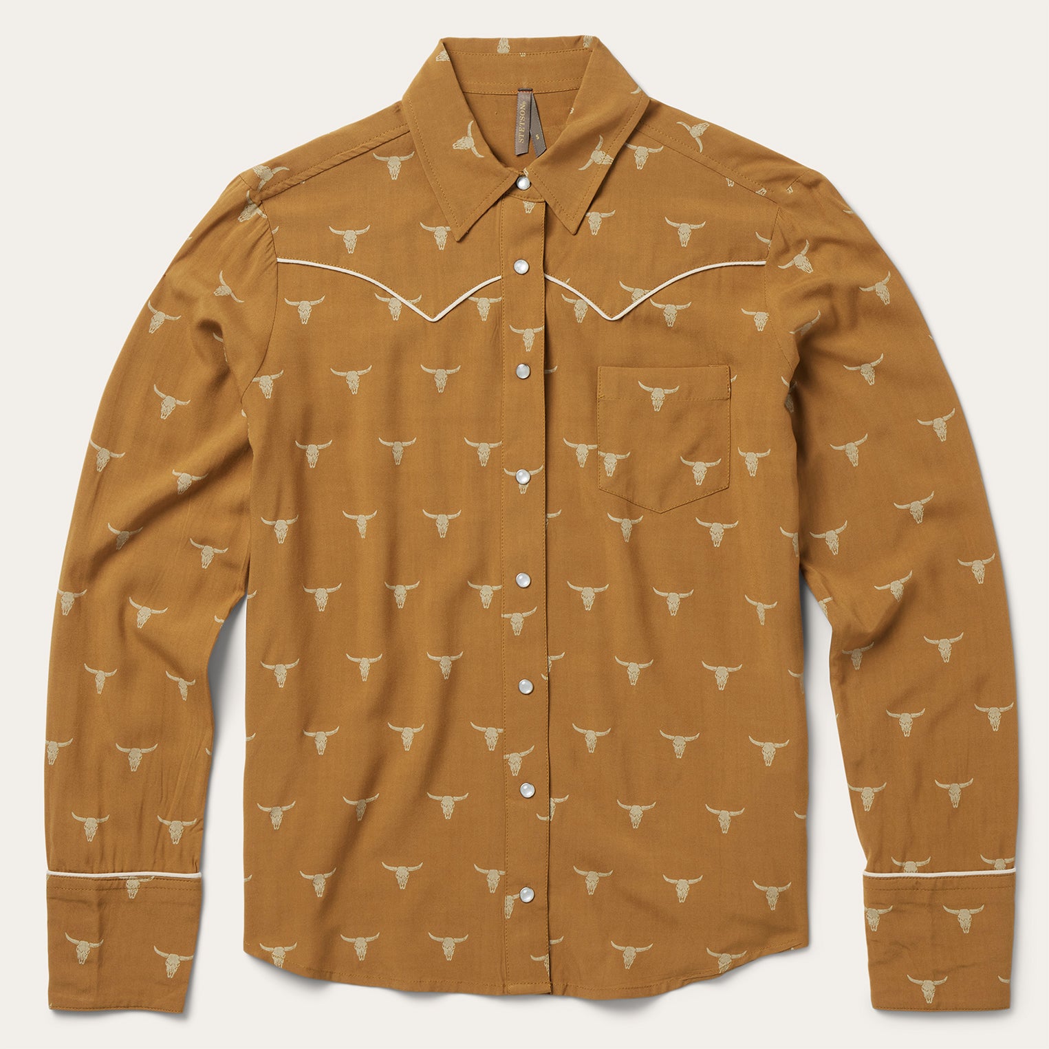 Men's Longhorn Print Western Snap Shirt