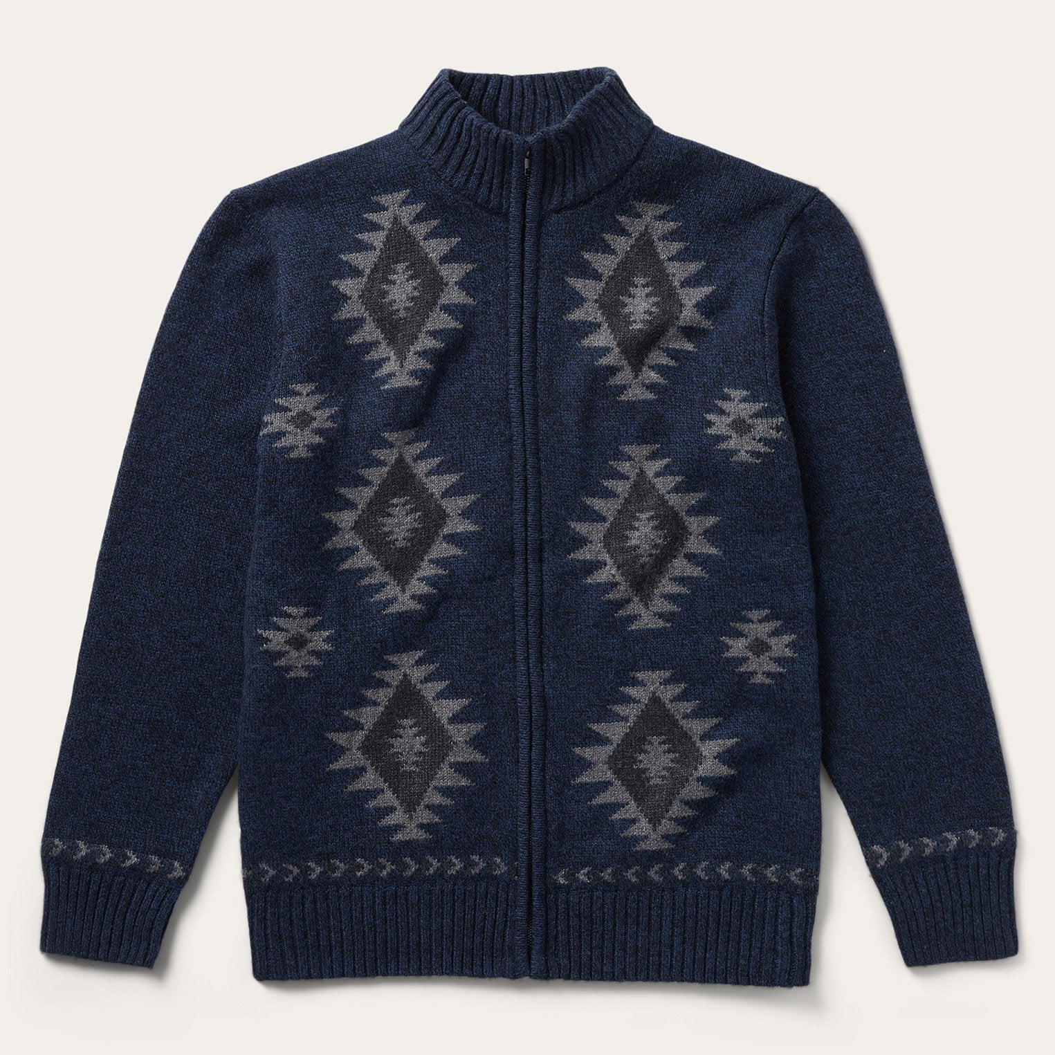 Aztec Knit Cardigan in Navy Blue