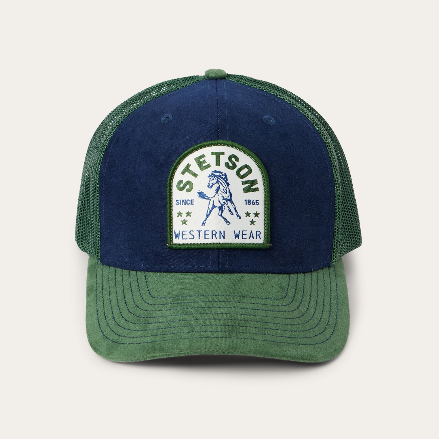 Navy Horse Embroidered Trucker Cap