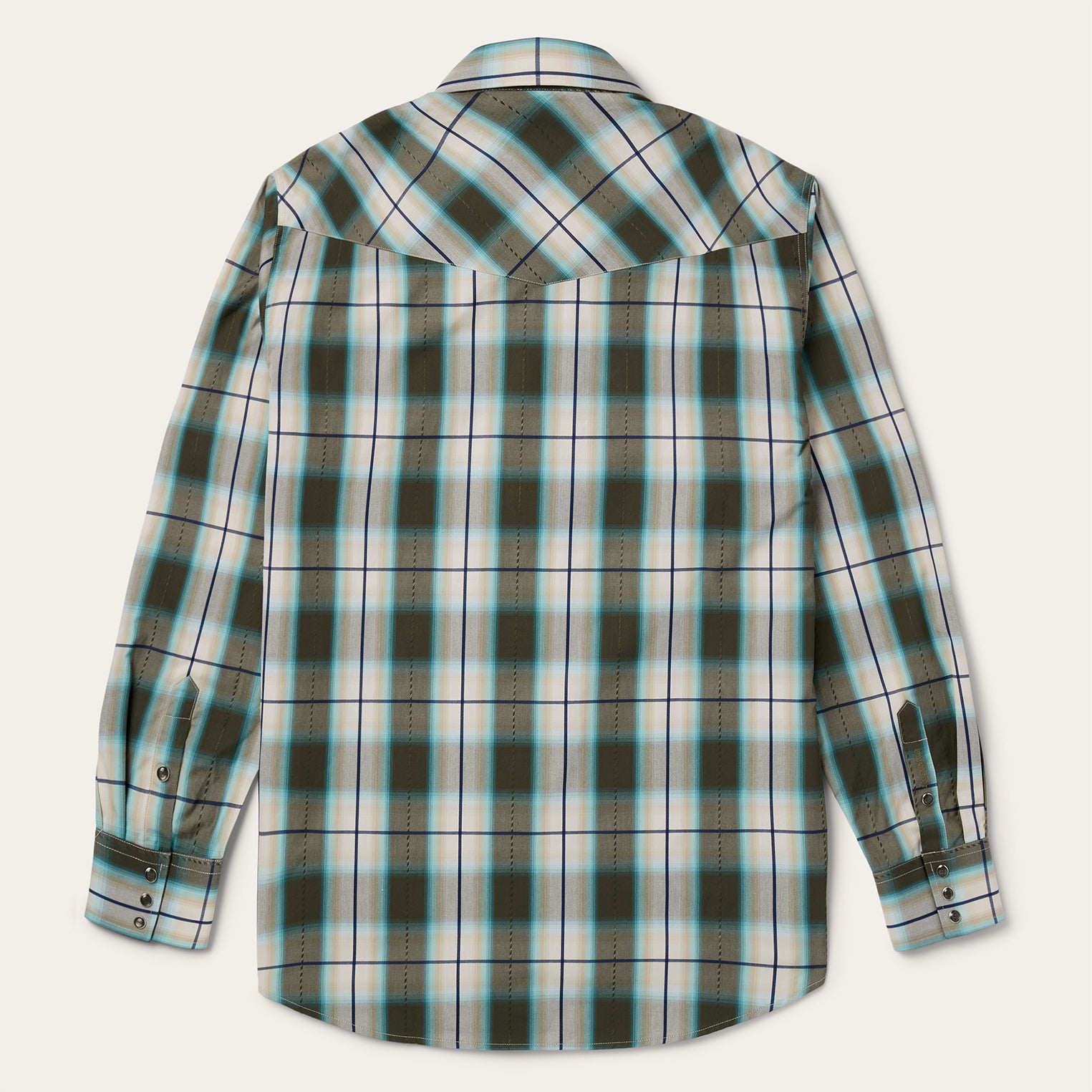 Western Plaid Shirt in Olive Ombre