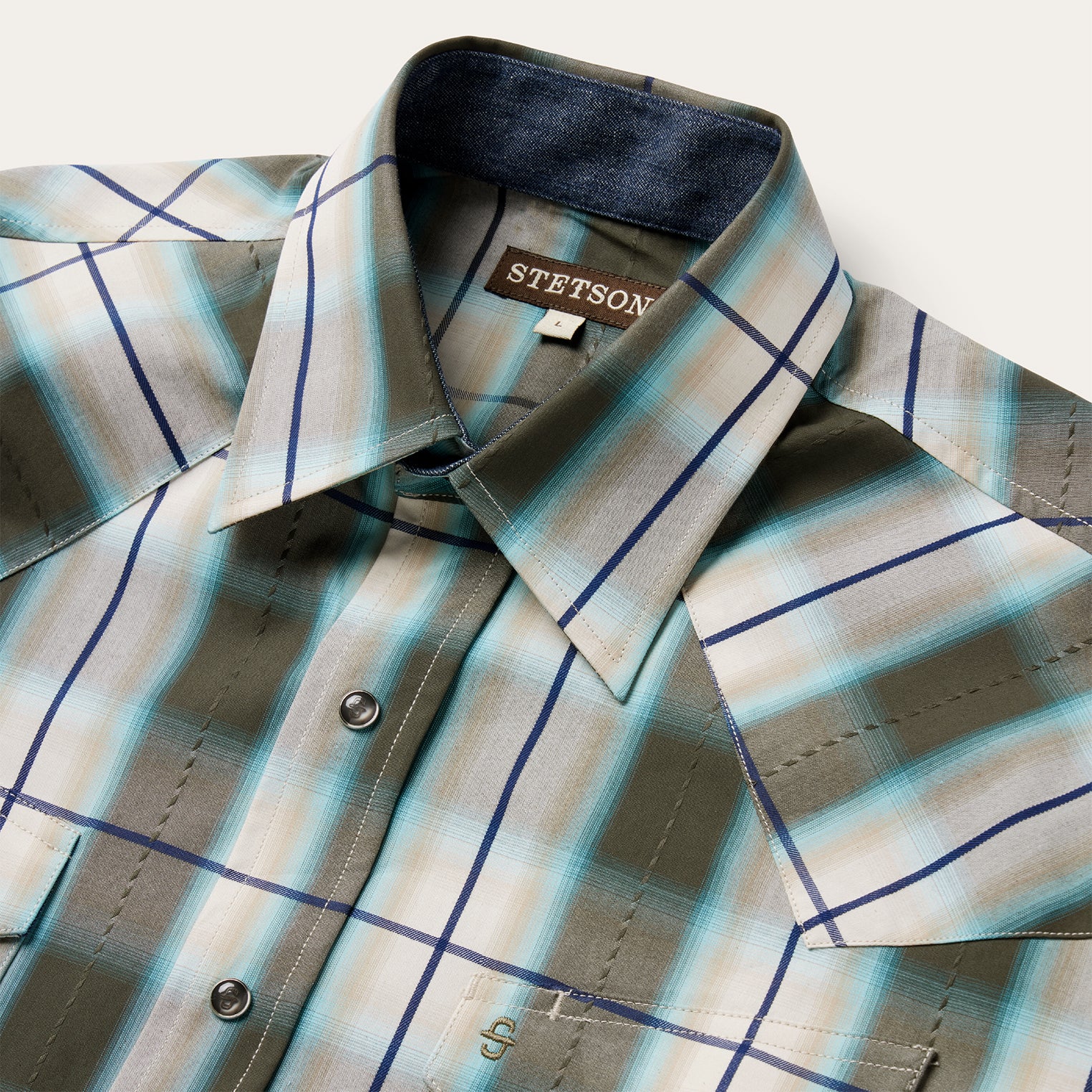 Western Plaid Shirt in Olive Ombre