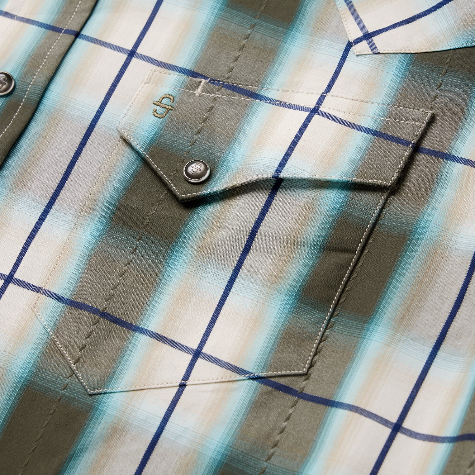 Western Plaid Shirt in Olive Ombre
