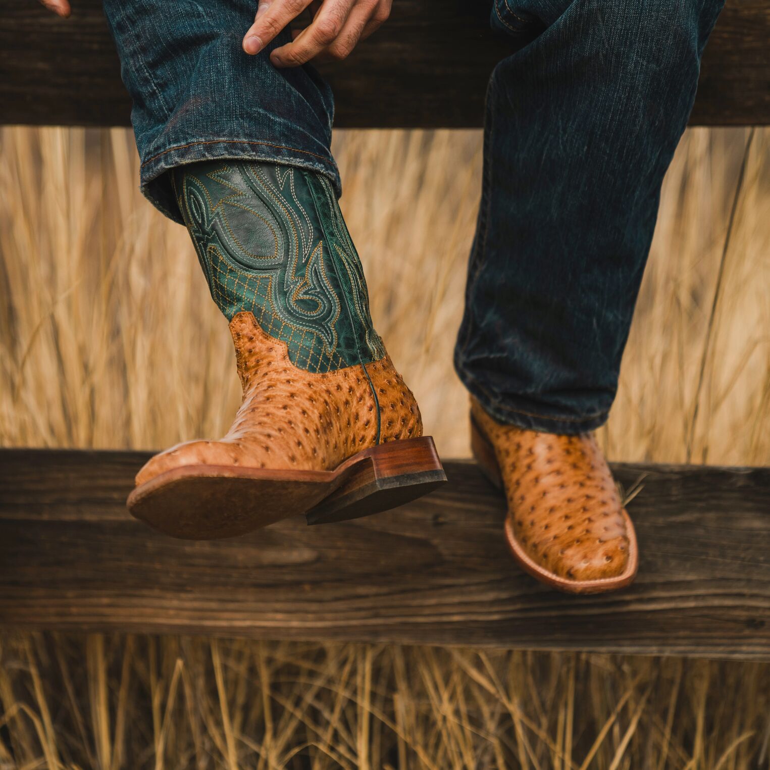 Stylish Ostrich Leather Boots for Men