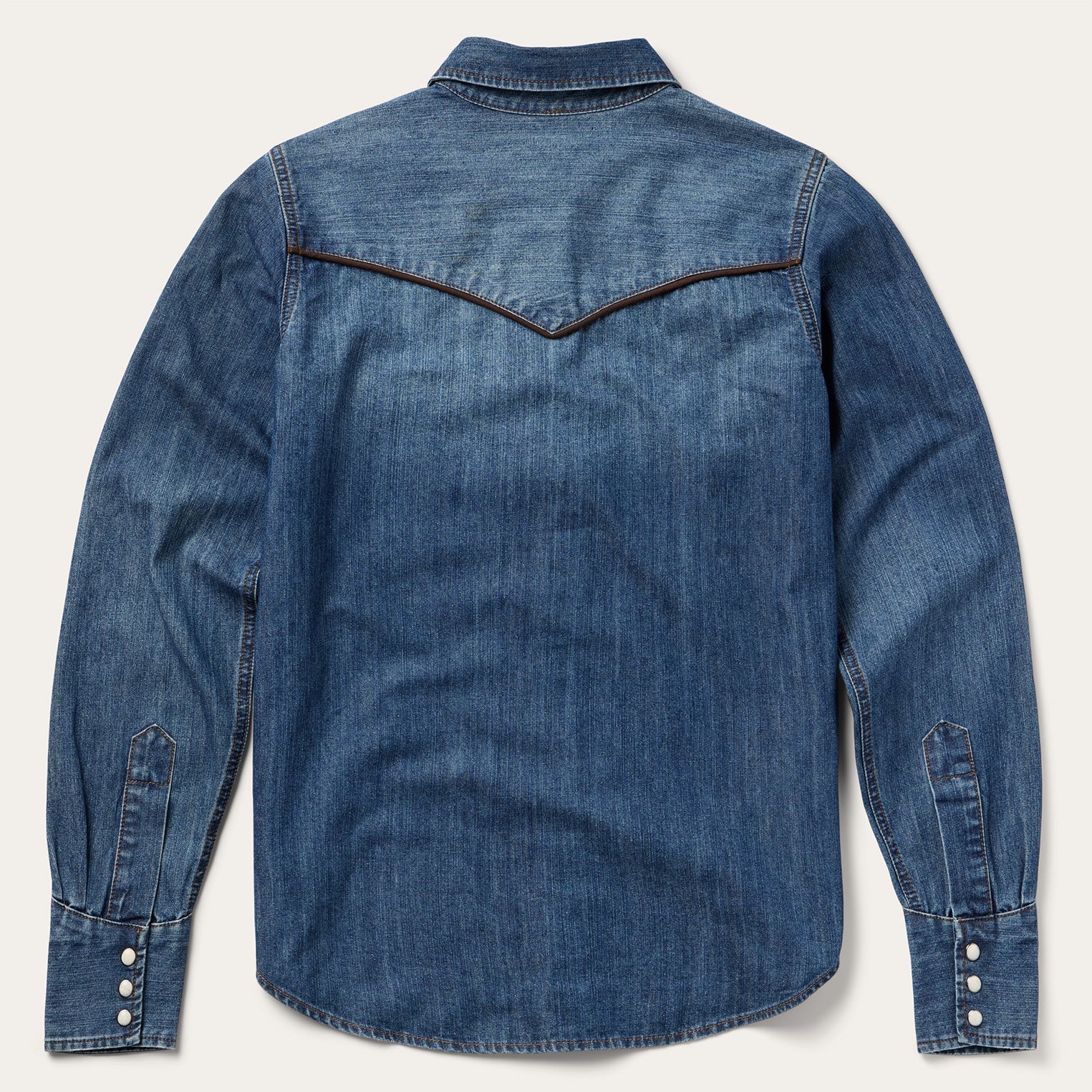 Men's Dark Denim Western Shirt with Piping
